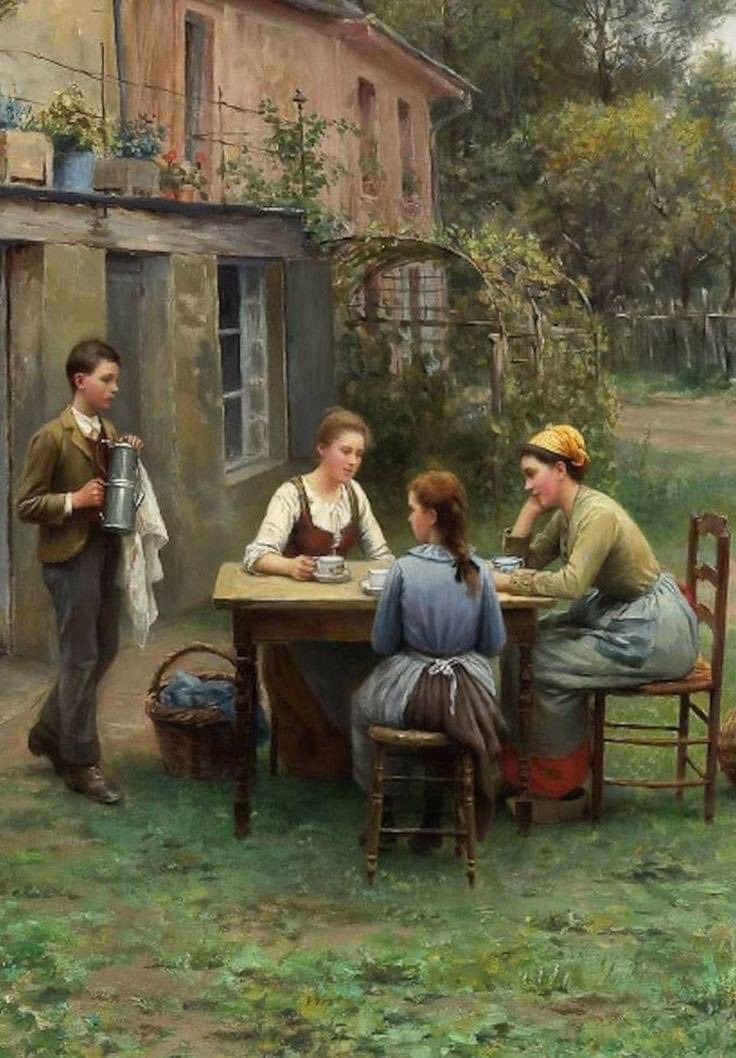 Coffee in the Garden ,Daniel Ridgway knight