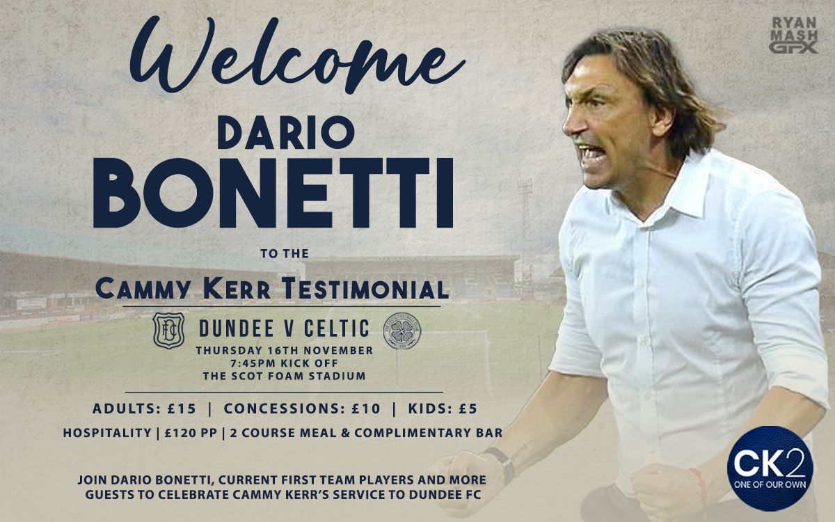 DundeeFC's tweet photo. The next special guests who will be taking part in Cammy’s Testimonial Match are the Bonetti brothers, Ivano and Dario! 
 
Buy your tickets today online or from the ticket office.

Prices 
Adults £15 
Concessions £10 
Kids £5 
https://t.co/9QzGfPz0jg 
#thedee #ck2 https://t.co/4vNuY74iUc