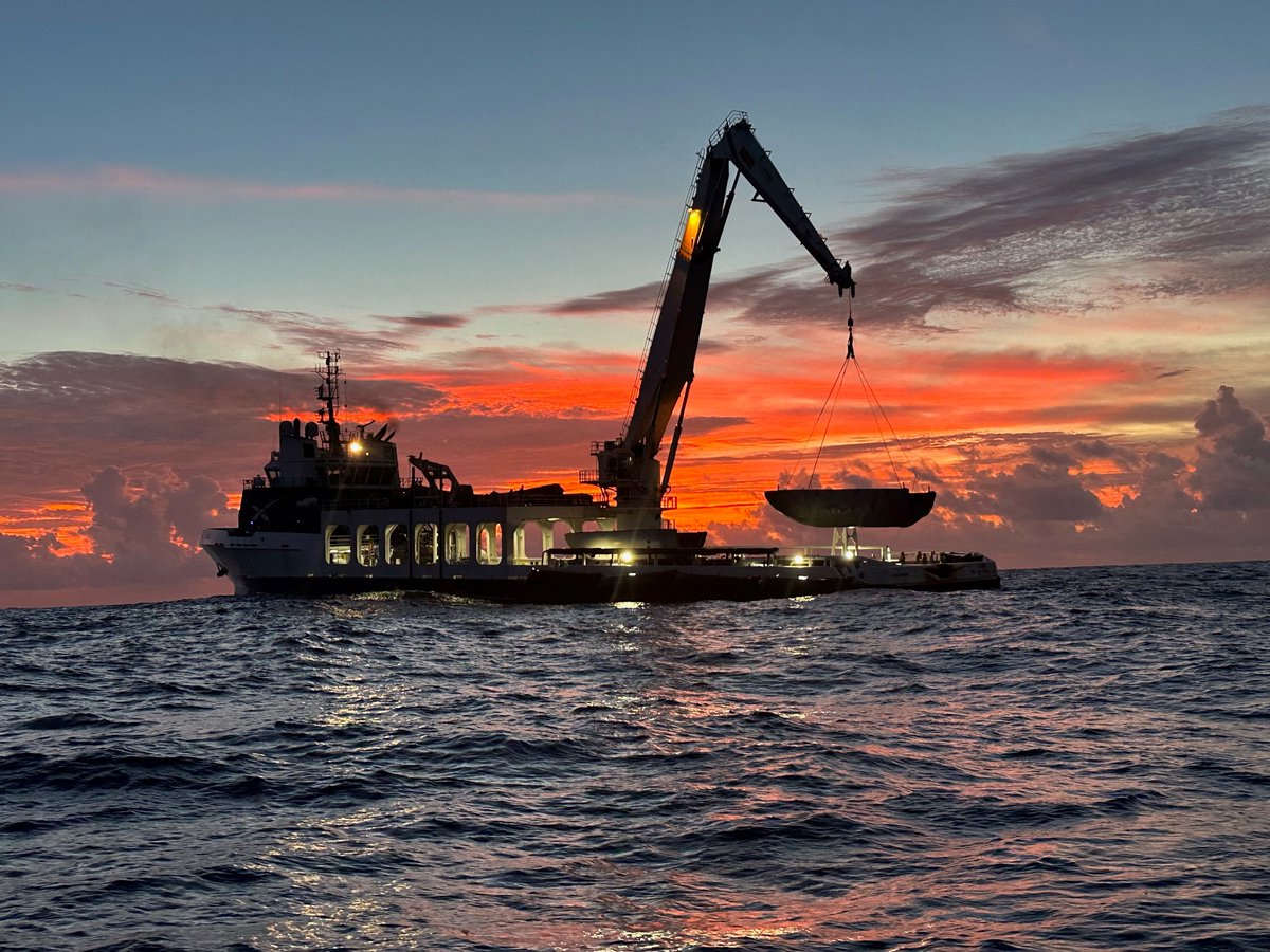 SpaceX's tweet image. SpaceX team aboard the recovery vessel Doug in the Atlantic securing a payload fairing half, which has supported 13 missions to-date, after last night's Starlink launch from Florida