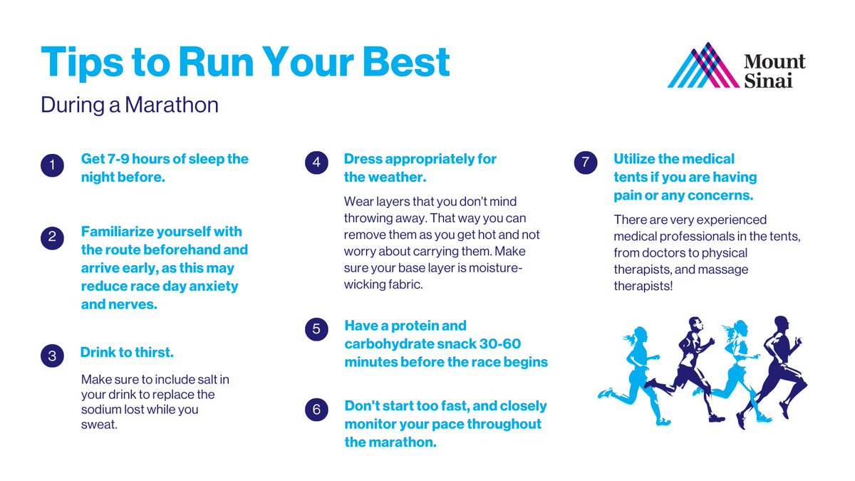 Sending a wave of support and best wishes to all the incredible #TCSNYCMarathon runners gearing up for tomorrow's epic journey! As you prepare to conquer those miles, here are some invaluable tips from our @MountSinaiOrtho experts to help you run your very best. @nycmarathon