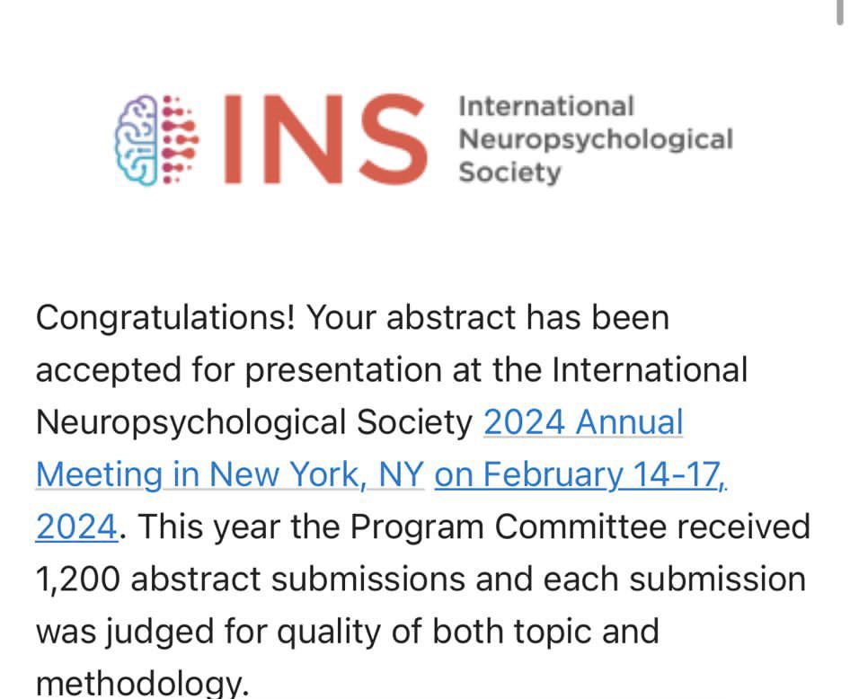 So excited to be presenting at #INS2024inNYC 
I’ll be sharing how the online version of the Spanish CERAD can detect neurocognitive differences between cognitively healthy adults and a statistically determined suspicious MCI group among Puerto Ricans.
#NeuropsychTwitter
@ins_slc