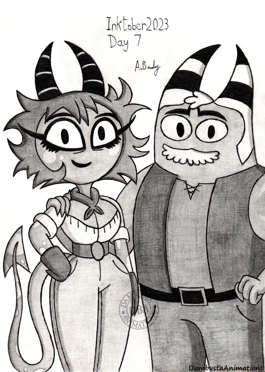 AdamBrocklesby's tweet photo. Inktober Day 7!! I started so I'm gonna finish!
I drew Moxxies parents so you know i just had to draw Millies parents as well! 😉
#Inktober #HelluvaBoss #HelluvaBossFanart #art #fanart #inktober2023 #HelluvaBossLin #HelluvaBossJoe #HelluvaBossMillie #traditionalart https://t.co/04VIlpziMl
