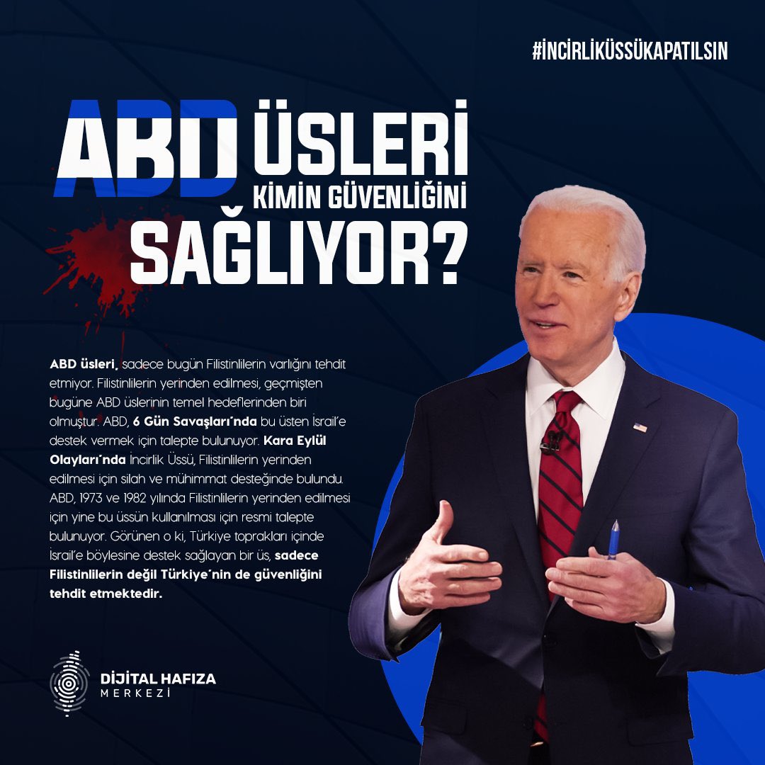 Geçmişten günümüze kadar Birleşmiş Milletler İsrail’e karşı bir sürü karar almış fakat hepsi Amerika’nın veto hakkını kullanmasıyla sona ermiştir.
#İncirlikÜssüKapatılsın