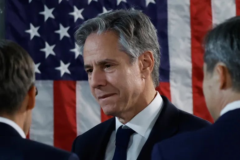 sentdefender's tweet photo. U.S. Secretary of State, Antony Blinken gave a Stark Warning today during a Meeting in the Jordanian Capital of Amman with several Middle Eastern Foreign Ministers that if a Ceasefire occurs in the Gaza Strip it would likely only allow Hamas to Regroup and Resupply in order to launch another Large-Scale Attack on Israel.