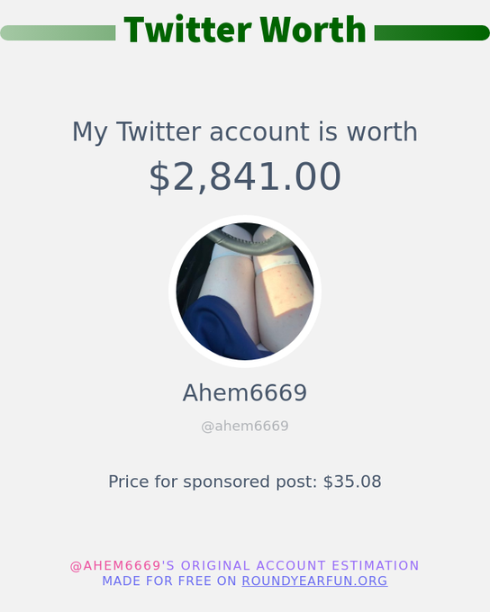 My Twitter worth is: $2,841.00  ➡️ https://t.co/CAZl6oQBNp https://t.co/Q2siksbAiZ<a href="/tag/throne"class="tags"><span>#throne</span></a><a href="/tag/wishlist"class="tags"><span>#wishlist</span></a>