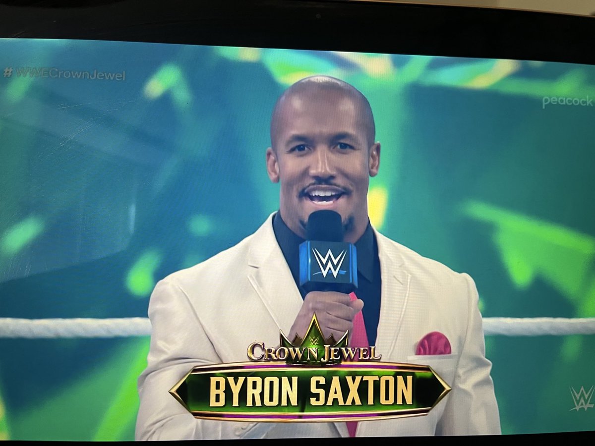 MsHope0621's tweet image. We c u ⁦@ByronSaxton⁩!!! #Interviewer #Commentator #CoHost #RingAnnouncer #CrownJewel #WWECrownJewel #WWE @wwe #Representation #RepresentationMatters #Gators #SoProud #YouDeserveIt