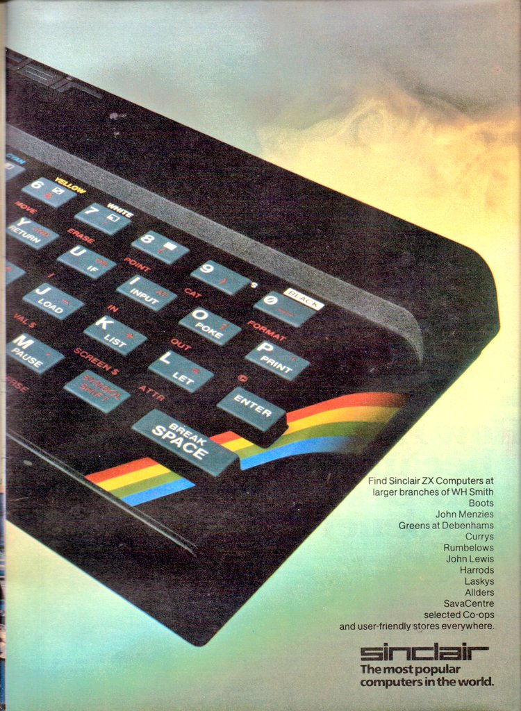In 1983 More than any other computer can offer. For less. The SINCLAIR SPECTRUM ZX The most popular computers in the world! #FabAds 🌟📟📟