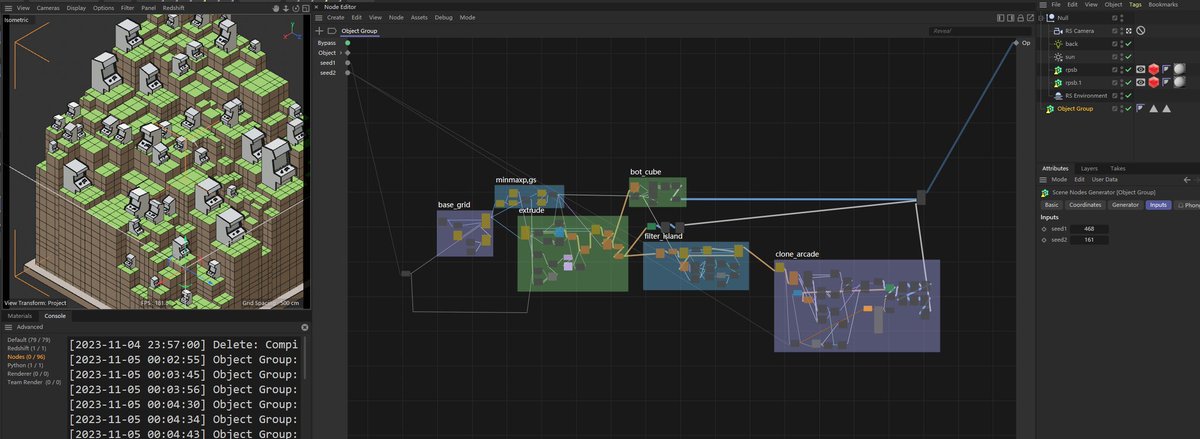 DangoFlying's tweet photo. #nodevember2023 #nodevember 
#cinema4d #c4d #scenenodes 
Day3-4 "arcade adventure" https://t.co/jOaEiFScLG