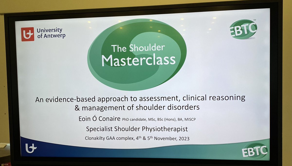 EBTC_Eoin's tweet photo. Day 1 of my #shouldermasterclass was great fun. Such an interactive and engaged group of physios and athletic therapists all keen to learn about shoulders. And what a stunning venue @clongaa π https://t.co/XdCVmSF6AM