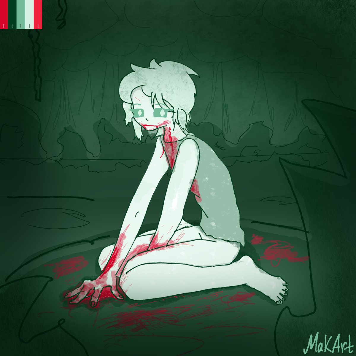 NekoAlex9's tweet photo. #event #art #digital #girl #swamp #blood #green #short #monster #beast #fal #wild #palette #nature #horror #scary #artwork https://t.co/B50KRAQ4En