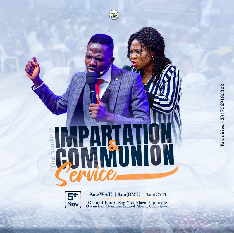 Nrcc_Akure's tweet photo. Impartation and Communion service is incomplete without you, yes you!

Are you in need of a miracle or healing in your body?
God is set to meet every need in tomorrow's service. https://t.co/E0tGinw5FG
