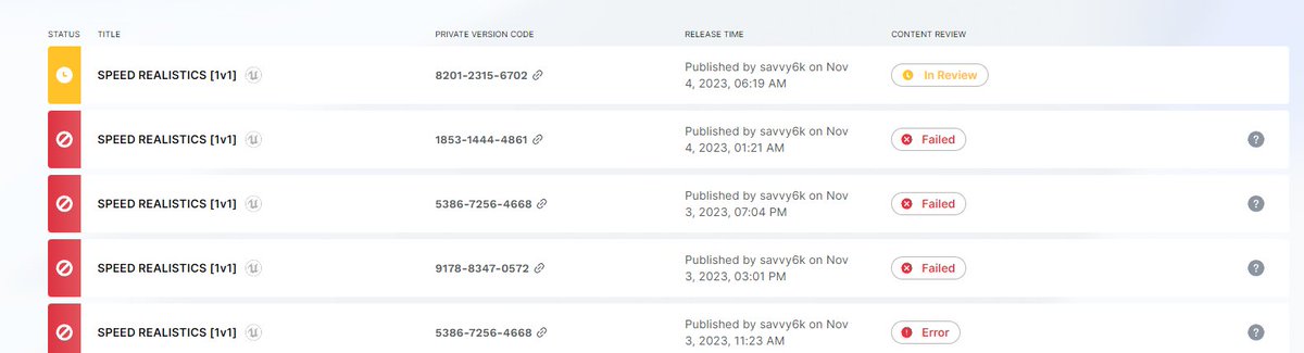 We have been trying to update 1v1 speed reals. Everything is getting rejected right now. Wanted to let everyone know 🙏🏻