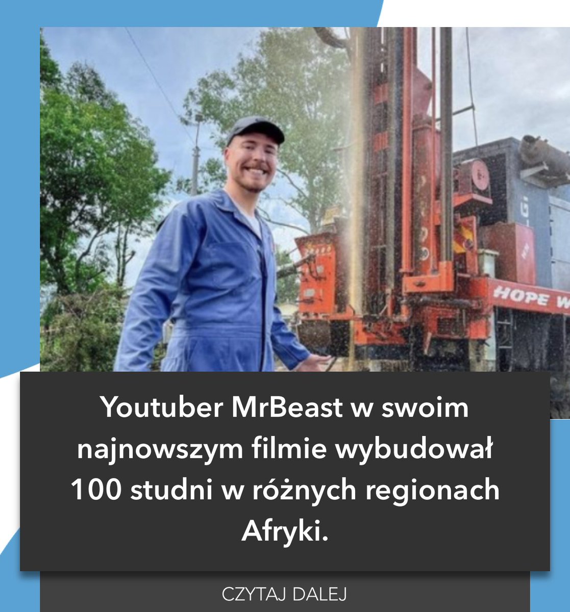 #MrBeast wybudował 100 studni w całej Afryce. Youtuber i jego zespół w nowym filmie pokazują jak podróżują w różne miejsca m. in do Kenii, czy Zimbabwe, by zaopatrzyć ludzi w wodę pitną.