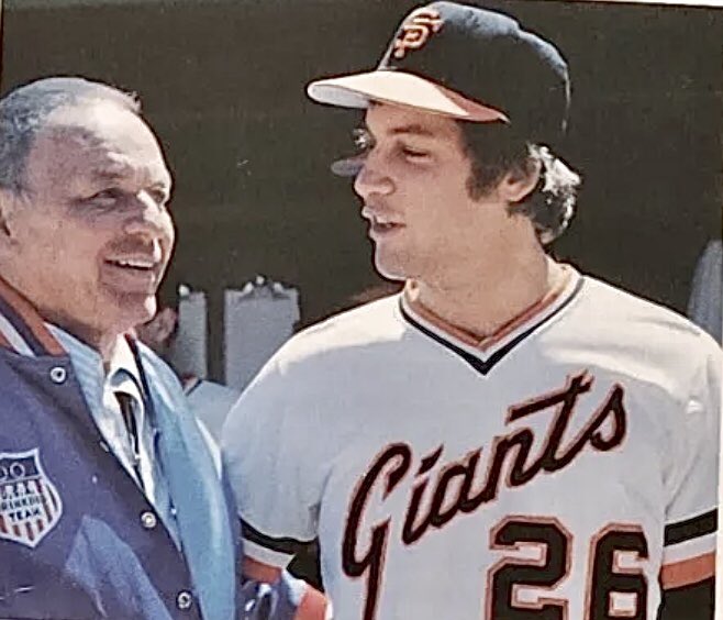 “Ol Blue Eyes” Frank Sinatra visits with John “The Count” Montefusco before a day game at Candlestick Park
1977
#SFGiants