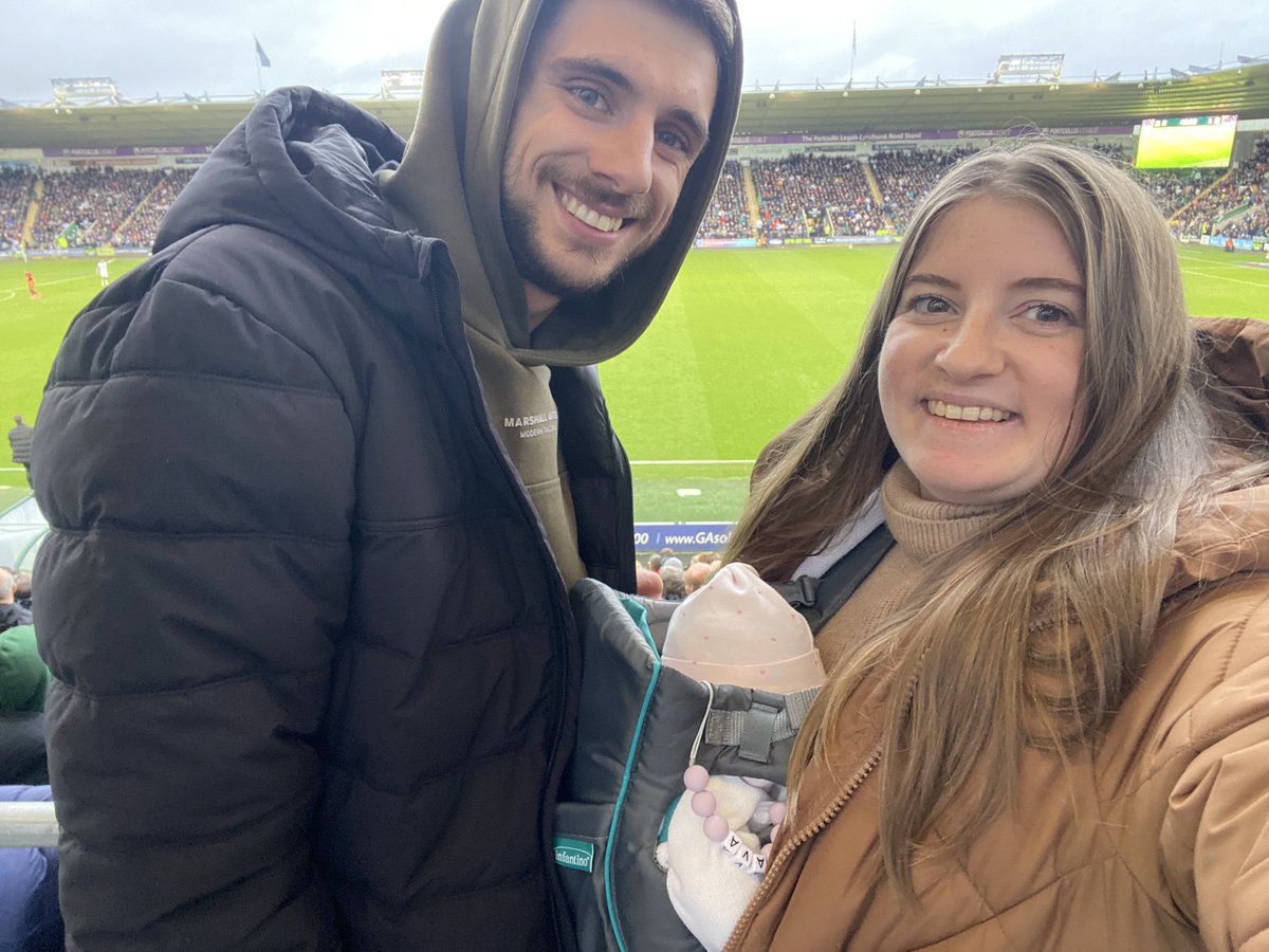 4 weeks old today and following in mummy &amp; daddy’s footsteps - first of many Argyle games 💚 #pafc