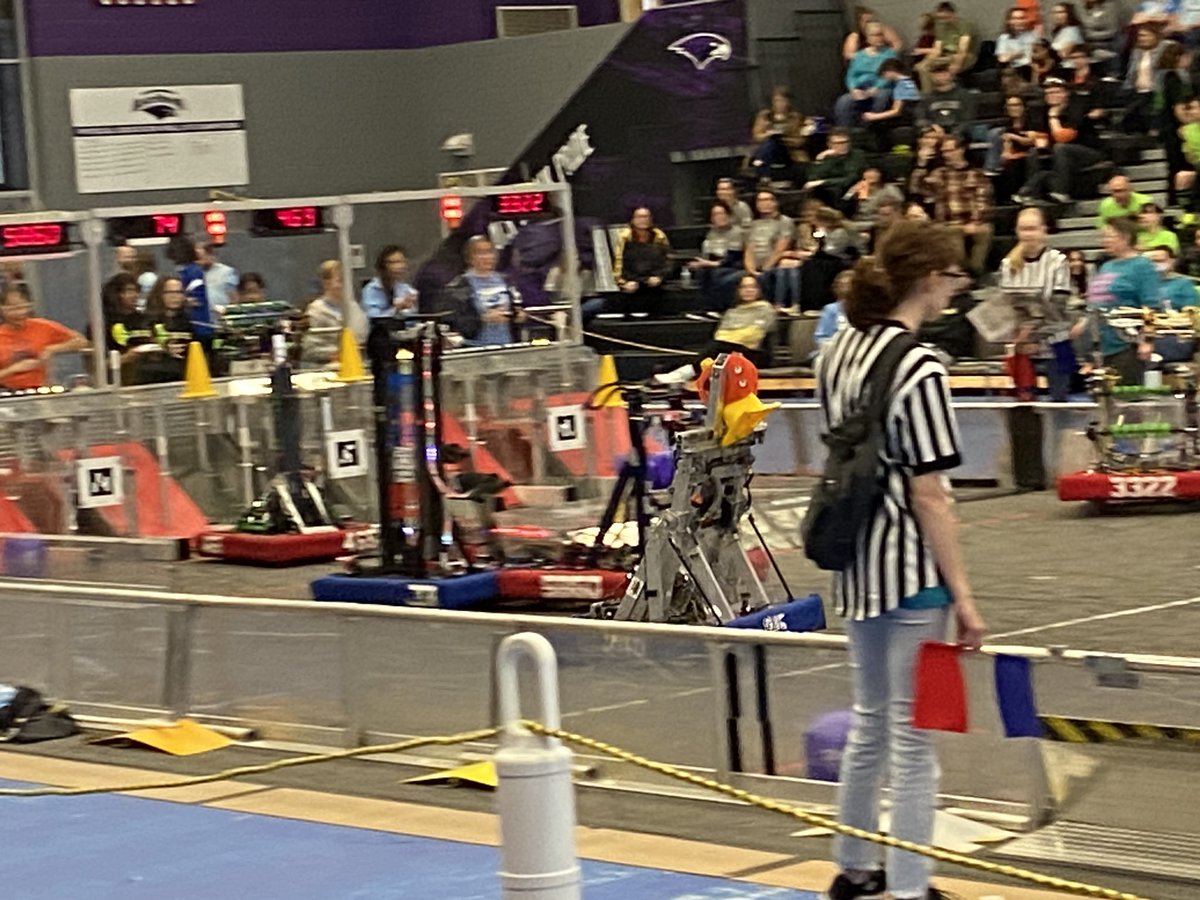 AdamBots's tweet photo. We ended qualifications 3-3 in 17th place! After being 8th alliance captain @hollywoodfrc7211‘s 1st pick, we joined with The Flying Toasters and @kinematicwolves. We are looking forward to working with these three great teams in the elimination matches. #chargedup #firstenergize https://t.co/H1zqNirX4a