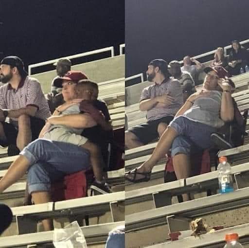 “I don’t know who this lady is but if you know her tell her she’s awesome. Isaiah walked up to this lady at our last home game two weeks ago. He sat on her lap and they were talking like they knew each other. It lasted no more than 20 mins. However, she left right after…