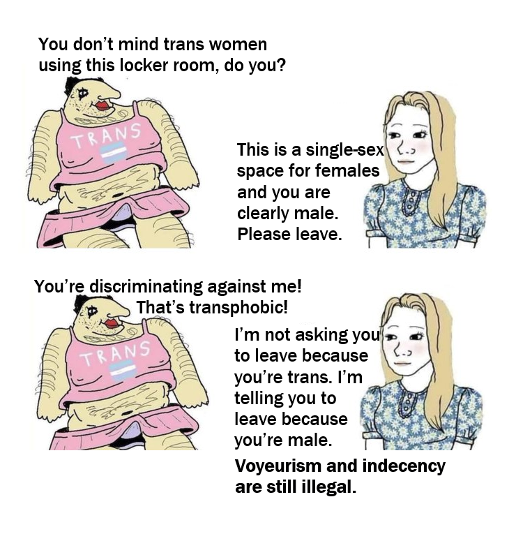 thedotconnectr's tweet photo. @wafoli Humans cannot change sex.
The reason males are excluded from single-SEX female spaces has everything to do with sex differences & nothing to do with "gender identity."
#GetOutAndStayOut because #SexMatters
Bonus mrmenno vid:
https://t.co/vLr4VntHVF https://t.co/MkBQ5gu7yn