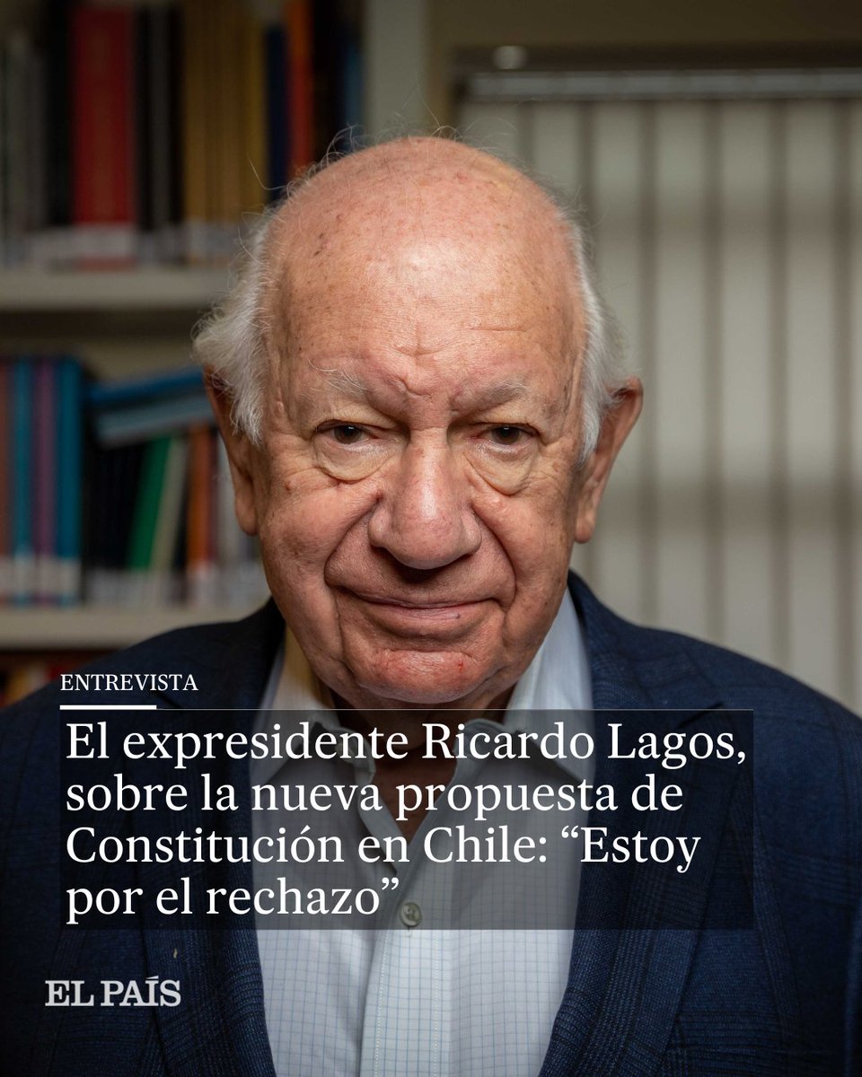 🔴 EXCLUSIVA | 💬 El expresidente Ricardo Lagos (@ricardolagos), sobre la nueva propuesta de Constitución en Chile: “Estoy por el rechazo”. El exmandatario anuncia en EL PAÍS su posición ante el plebiscito del 17 de diciembre 

🖋️ <a href="/rocio_montes/">Rocío Montes</a>
🔗 tinyurl.com/4xrden7s