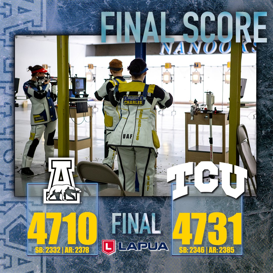 AlaskaNanooks's tweet photo. FINAL | Nanooks fall to #2 TCU on the road this morning. The same two teams will battle again tomorrow morning at 5:15 a.m. AKST.

Tune in using the live links on the Alaska Nanooks athletics website! 

#NanookNation x #RuleTheNorth https://t.co/iW1HeFTooy