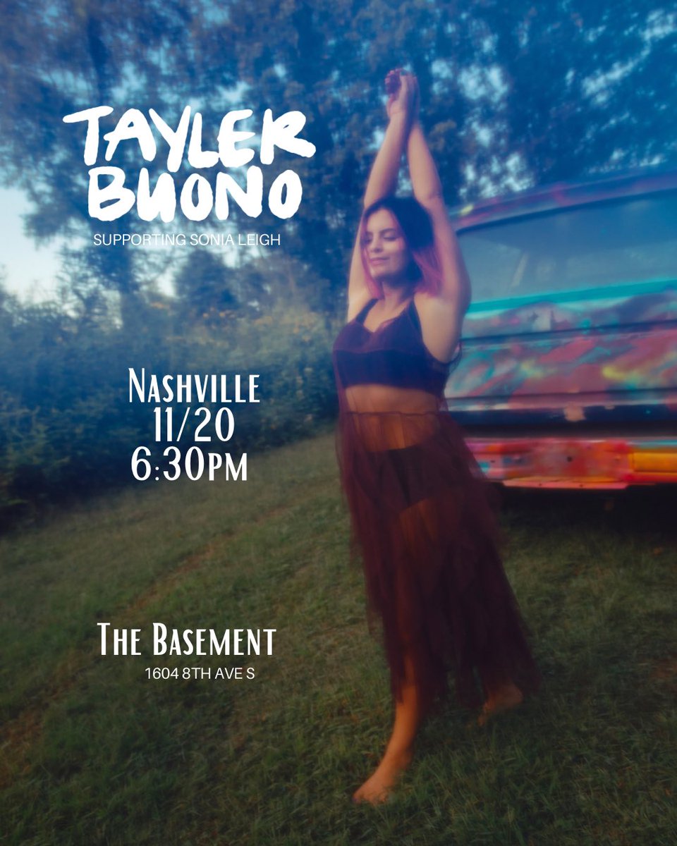Nashville! I’m playing @TheBasementNash OG on Nov 20th!! Tickets are available online or at the door for $10. Doors are at 6:30 & I go on at 7pm sharp so come early! Hope to see you there! :) ticketweb.com/event/sonia-le…