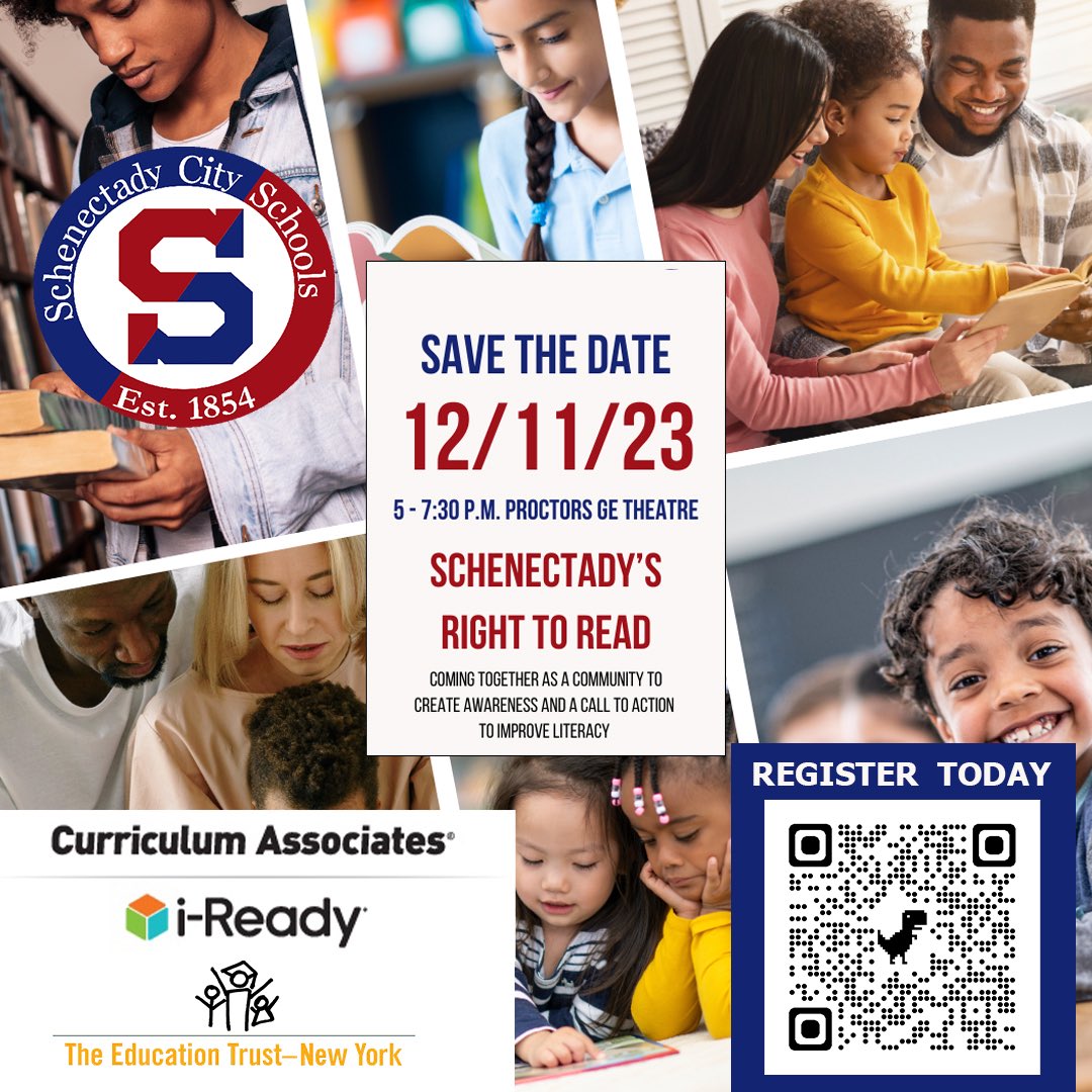 Save the Date! Come be a part of an important conversation that not enough communities are having across this state and country! We can’t do it alone! Come join us and ensure all kids can read by 3rd grade! 

Schenectady’s Right to Read! 📕📘#SchenectadyReads #SchenectadyRising