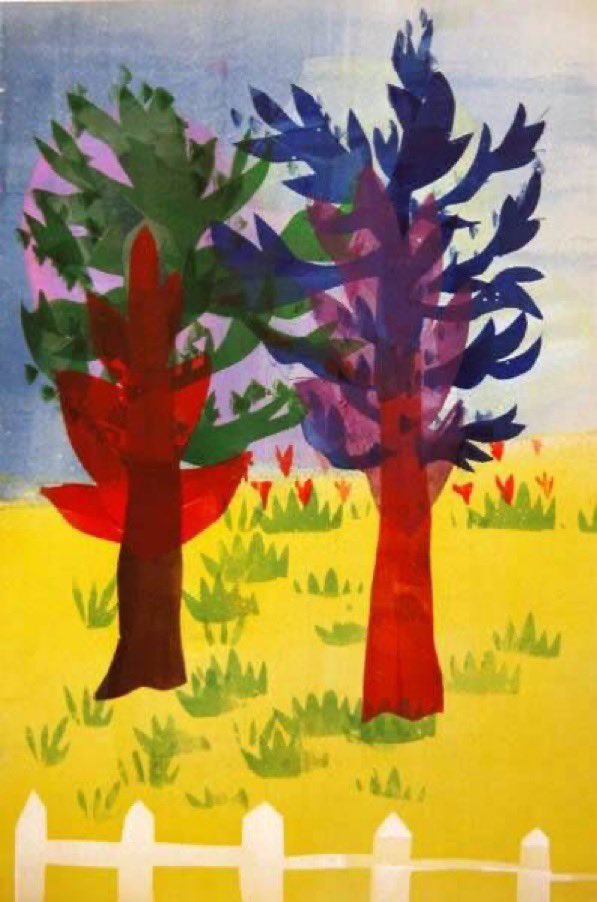 Ballade van de twee olmen, 1942 - Hendrik Werkman (1882-1945). Coll. @FransHalsMuseum 
(omslag van boekje met gedicht van Paul Verlaine, vertaald door Simon Vestdijk)