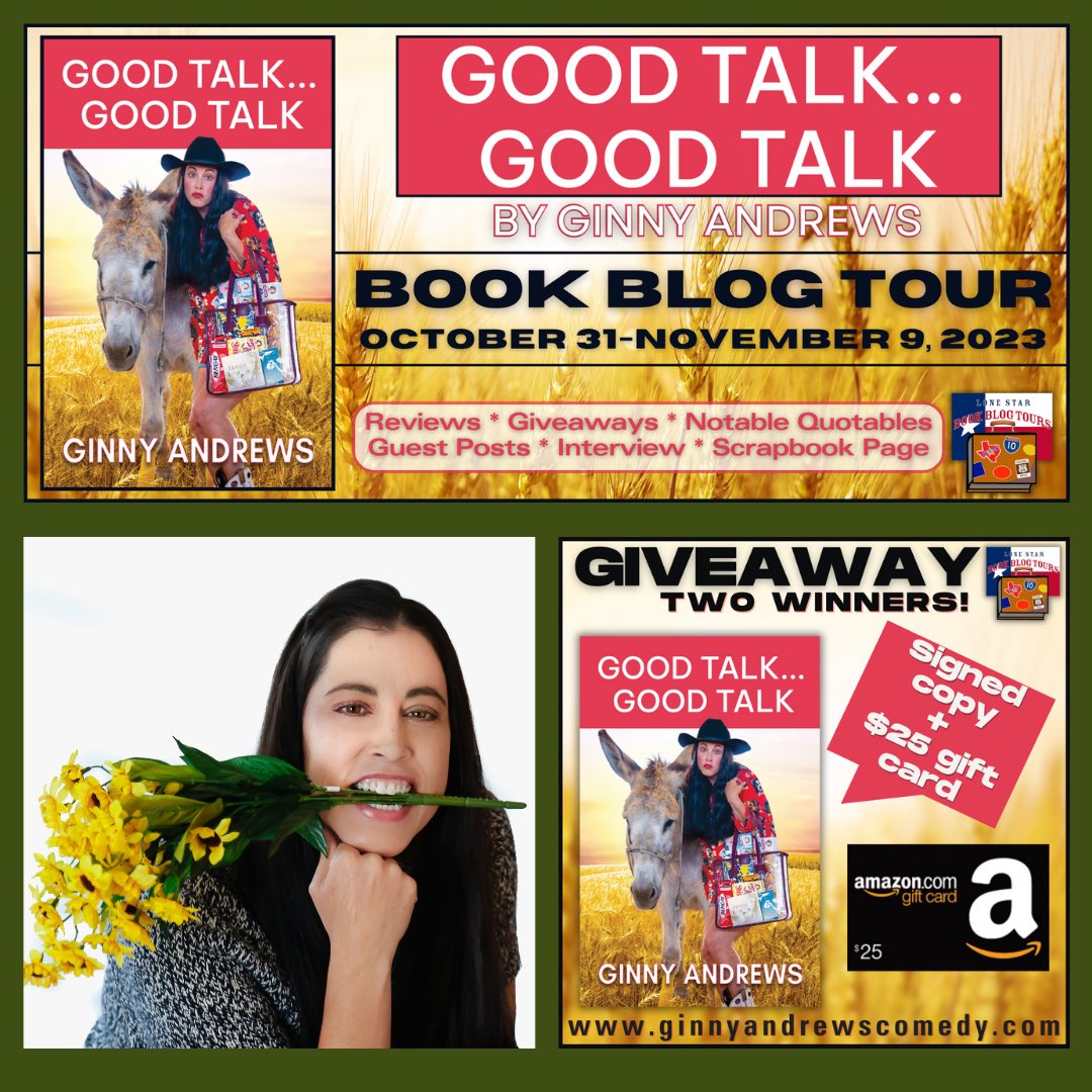 MaidaMalby's tweet photo. Y’all! Check out my #blog Carpe Diem Chronicles for the @LoneStarLit #authorinterview with the fabulous @gindrews10
Don’t forget to enter the #giveaway for a chance to win a #signedpaperback of GOOD TALK … GOOD TALK and $25 #amazongiftcard
https://t.co/cD9vAOq70y
#comedy https://t.co/KlujRQcbN9
