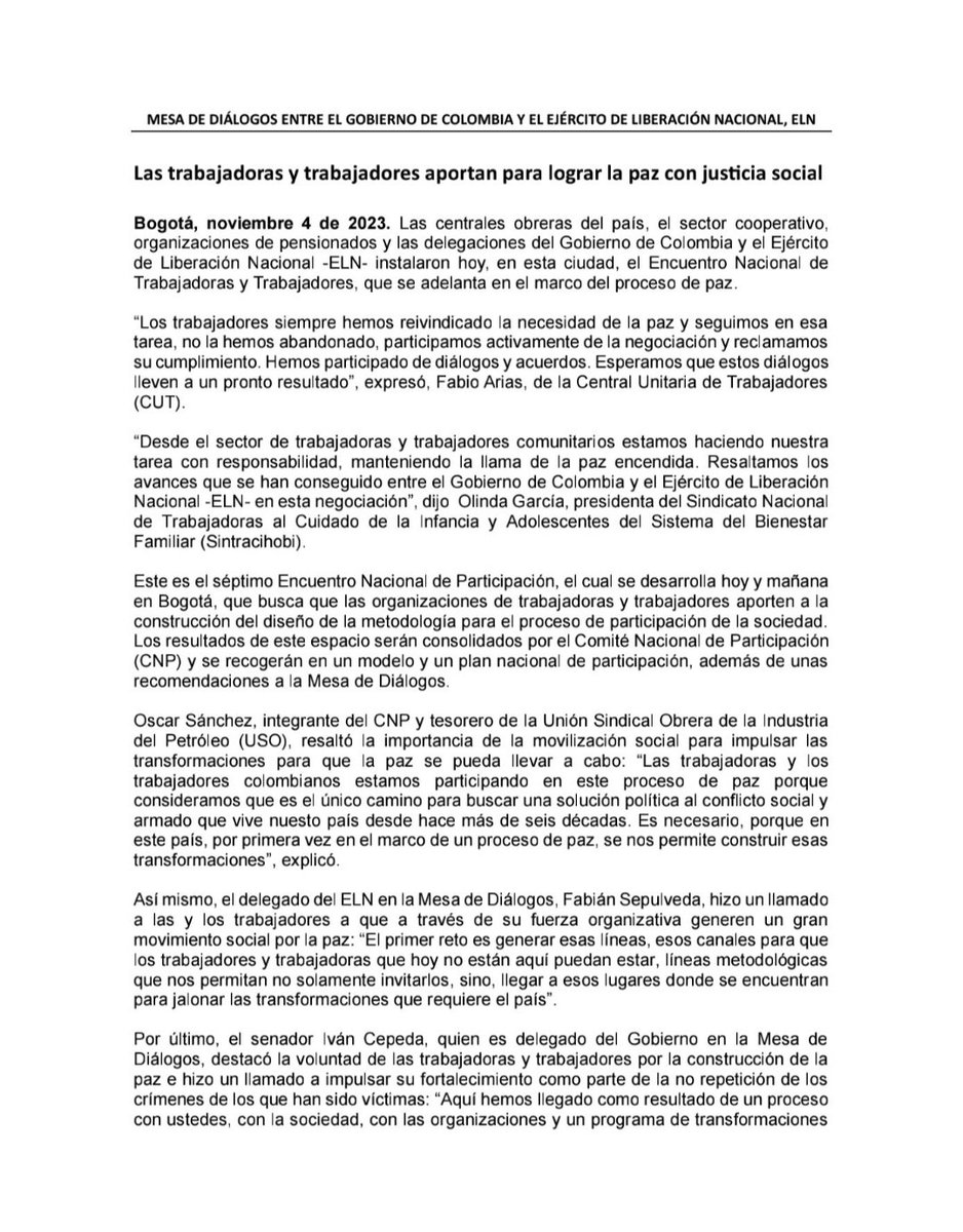 DelegacionGob's tweet photo. En el séptimo Encuentro Nacional para el diseño de la participación, las trabajadoras y trabajadores aportan para lograr la paz con justicia social #ParticiparEsTransformar
#CNP
🧾https://t.co/kF6Fv5oa1M https://t.co/wZkD2X1EdQ