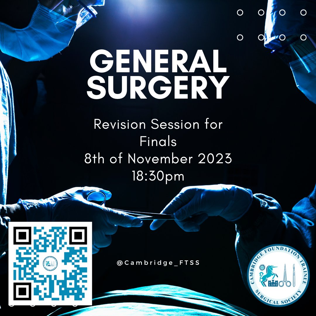 Join us on our first Surgical Revision Session for Final Year Medical Students on Wednesday 8th of November 2023🗓️
On this session we will be focusing on General Surgery for Finals👩‍🎓
Our first speaker is none other than our own Dr Bianca Hanganu👩