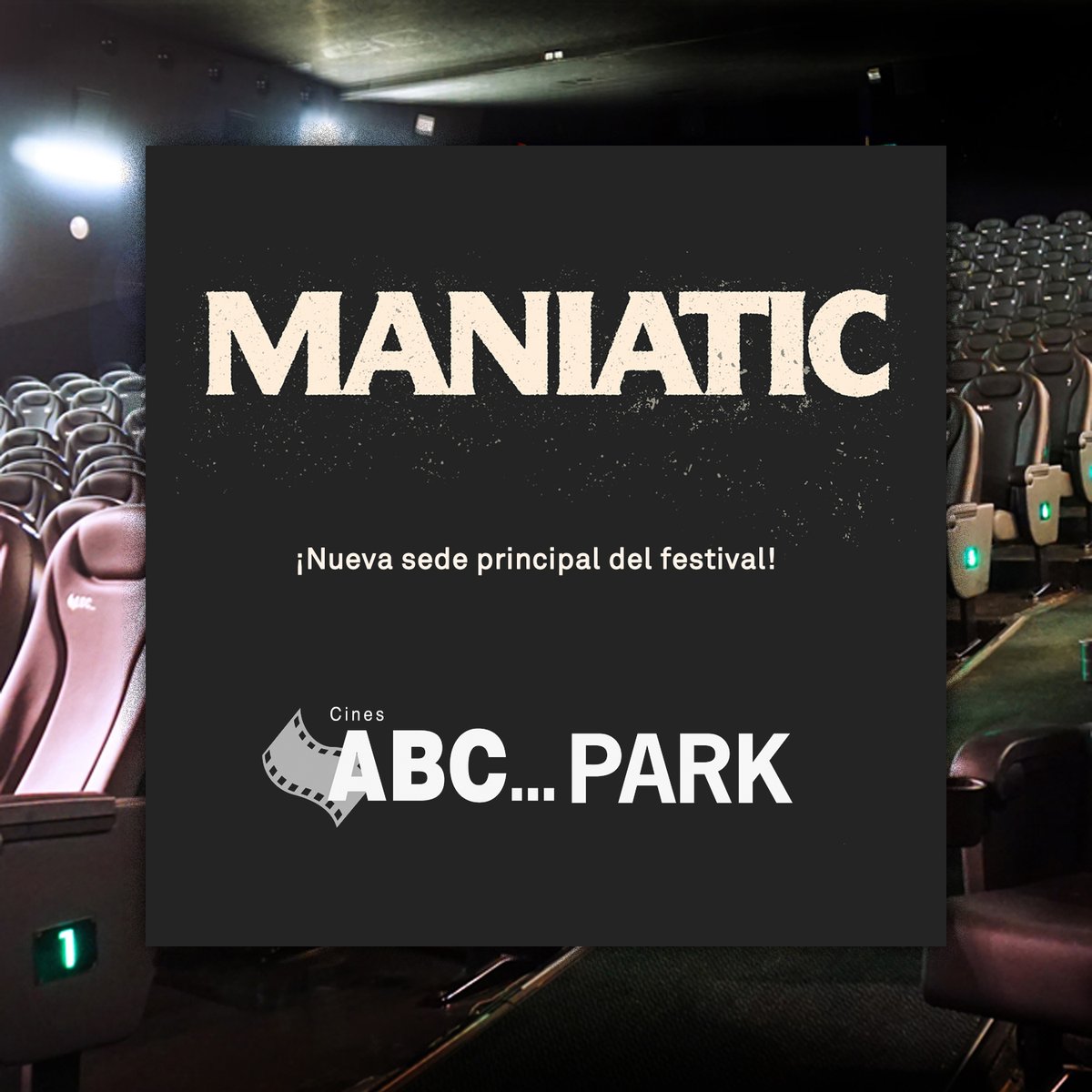 ¡Anunciamos nueva sede principal! 💥 El Maniatic Film Festival 2023 se celebrará en los Cines ABC Park, en pleno centro de #Valencia. Y además seguiremos organizando actividades paralelas en nuestro querido #Manises. ¡Crecemos! 📽️🍿