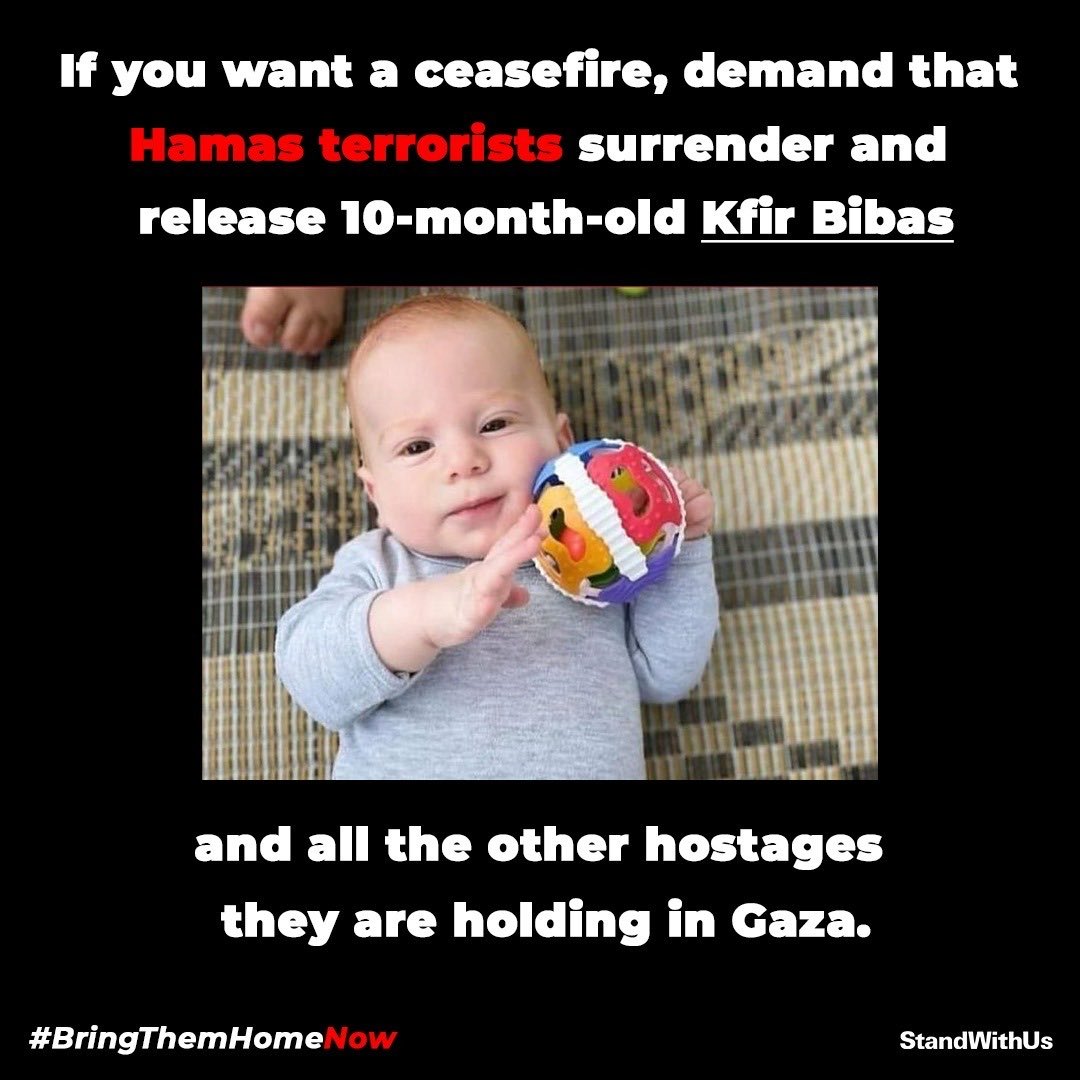 For all those calling for ceasefire: We have not forgotten. We demand the return of our babies, along with the return of every single hostage. #BringThemHome