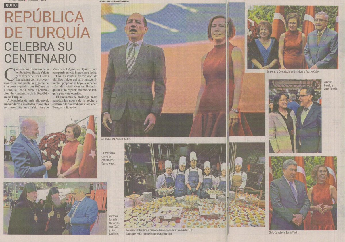 UTEoficial's tweet photo. #UTEenMedios | El 27 de octubre fuimos parte de la Fiesta Nacional de Turquía. 
🇹🇷Los estudiantes de #GastronomíaUTE y #TurismoUTE, participaron en el servicio y protocolo.
🟢Realizamos los postres de dulce.
🗞️@Expresoec presenta un resumen de la jornada: https://t.co/w78xQh7kzS https://t.co/AuixG7XRfm