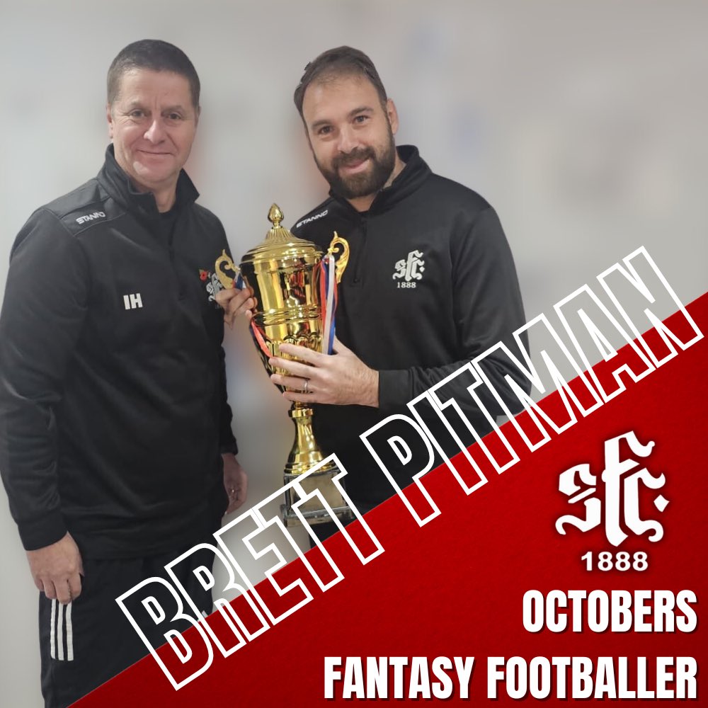 SFC1888's tweet image. 🏆Brett Pitman Wins Again 🏆

Retaining the Fantasy Football Trophy for October it’s Brett again!! 

Heres goal keeper coach @Flipperih handing over the award 

Well Done Brett 👏🔥

#SFC #uptherockies