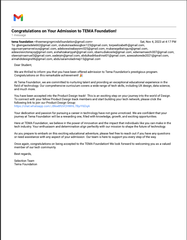gbenga_oladele9's tweet photo. I am delighted to announce that i have been offered admission into the prestigious TEMA foundation to gain more knowledge about Product Design. I am really excited to start this journey with this great foundation 🙏❤️
@Tem_Foundation
#productdesign #Tem_foundation https://t.co/DPh4jcvd7J