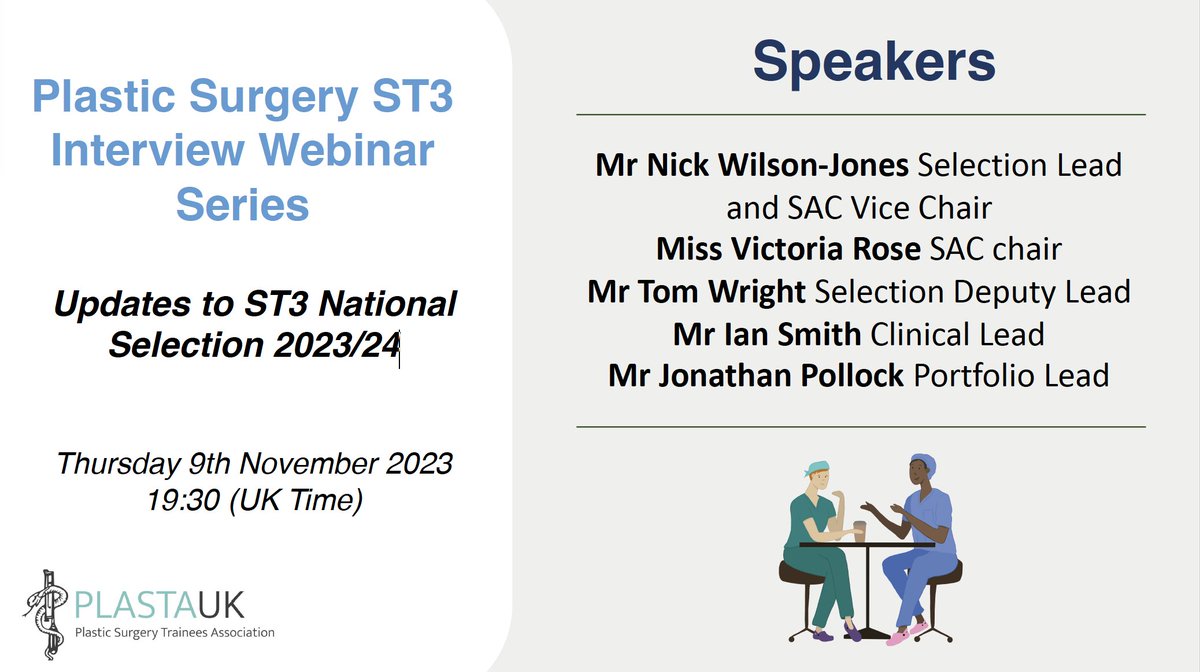 **IMPORTANT WEBINAR FOR ALL PLASTICS ST3 APPLICANTS**

Key Updates to ST3 National Selection 2023/24

⏰ Time: Thursday 9th Nov, 19:30, London
📷 Sign Up: us02web.zoom.us/webinar/regist…