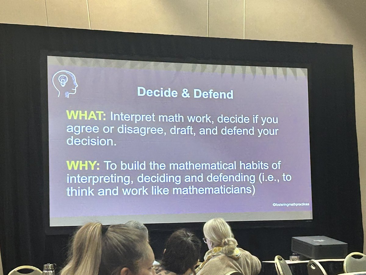 Listened to @GraceKelemanik @AmyLucenta talking #decidefend at @CAMathCouncil such a great routine for math learning #iteachmath #mtbos