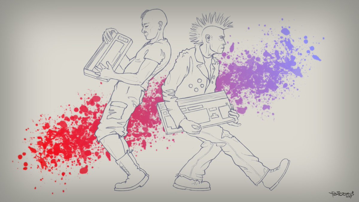 rushingpixel's tweet image. My graphics entry for #demosplash was screened right now. Here are 2 + 2 punks for you! #demoscene #c64 #amiga