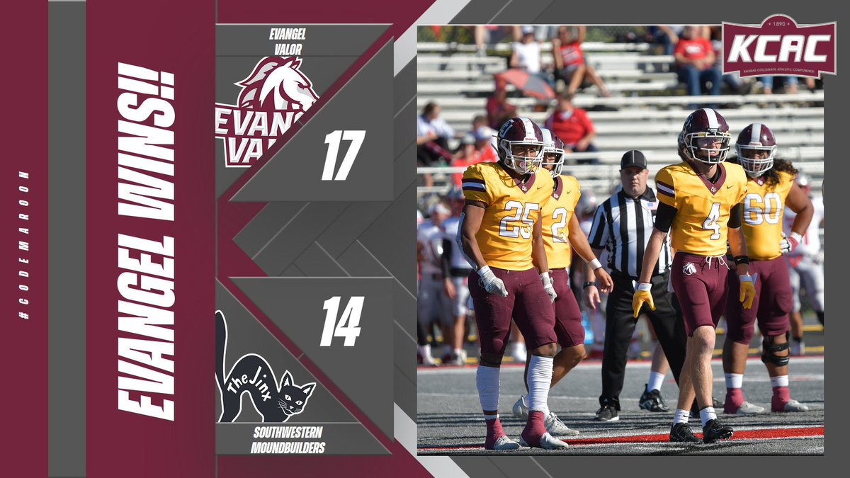 Evangel_FB's tweet photo. WAKLEY TO LYLE FOR THE GAME WINNING SCORE!!!!

Valor defeat #24 Southwestern, 17-14, moving to 10-0 on the season.

#CodeMaroon https://t.co/j1flyDLJDp