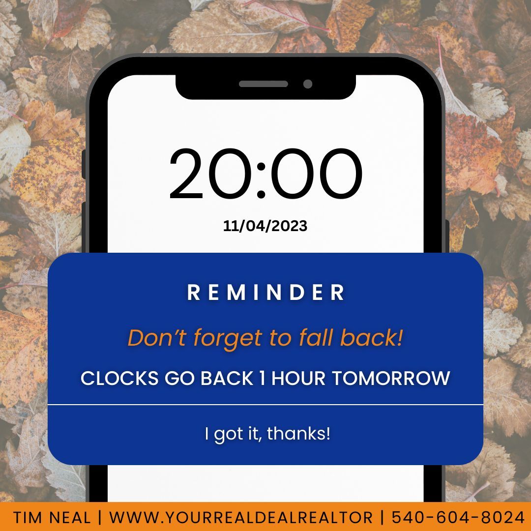 🕰️⏪ 𝐑𝐄𝐌𝐈𝐍𝐃𝐄𝐑: Time to '𝐂𝐥𝐨𝐜𝐤 𝐁𝐚𝐜𝐤' and Revisit Your Dream Home Search! 🏡💫 Fall is the perfect season to reset your real estate goals. Let's rewind and discover the homes you might have missed. 🍂🏠 
#ClockBack #RealEstateRewind #DreamHomeSearch