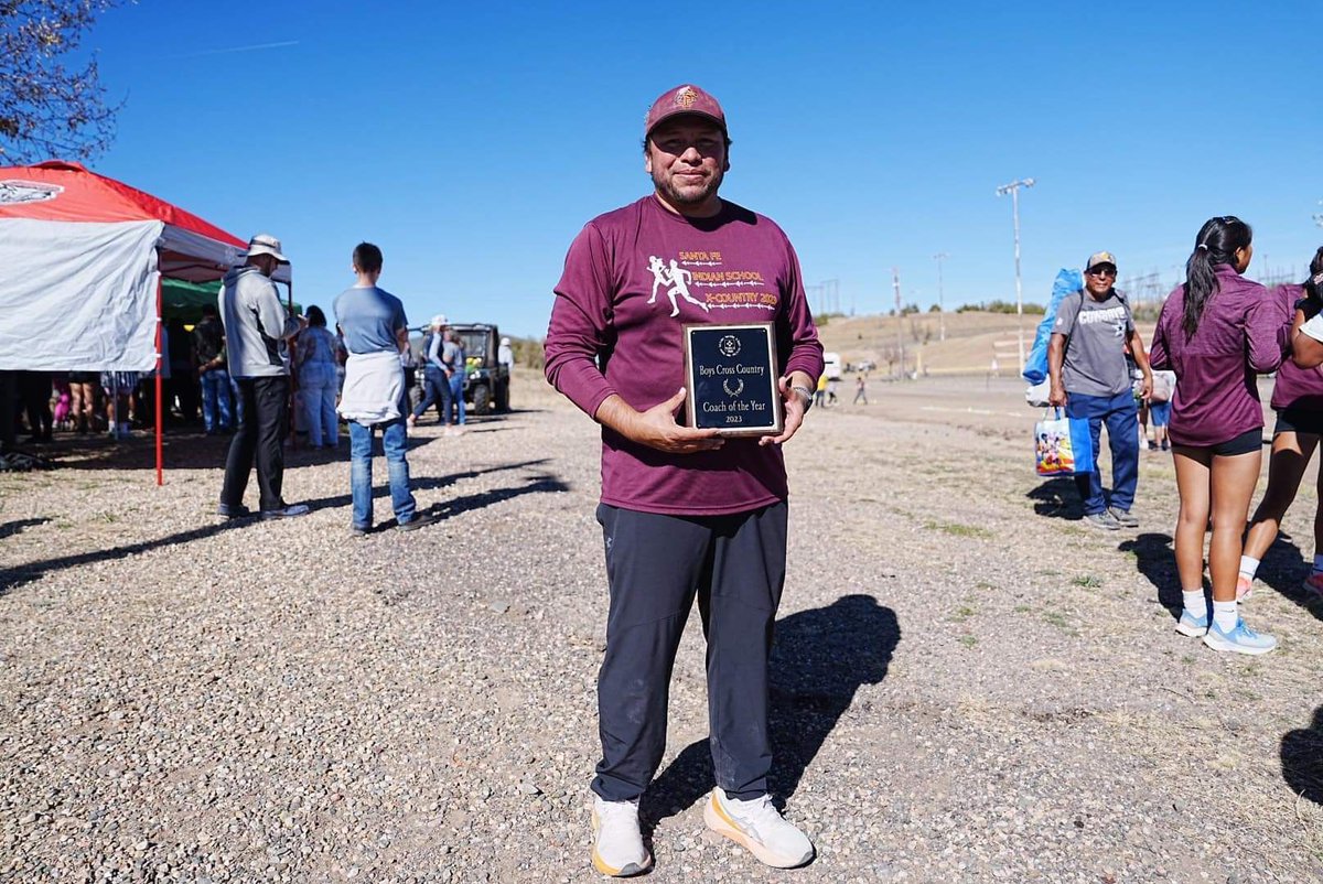 Shout out and congratulations to the Santa Fe Indian School (NM) Braves cross country team who won the New Mexico District 2-3A cross country championship! Also congratulations Coach Jarvis Morningdove on being named the Boys XC District Coach of the Year! #NativePreps #SFIS