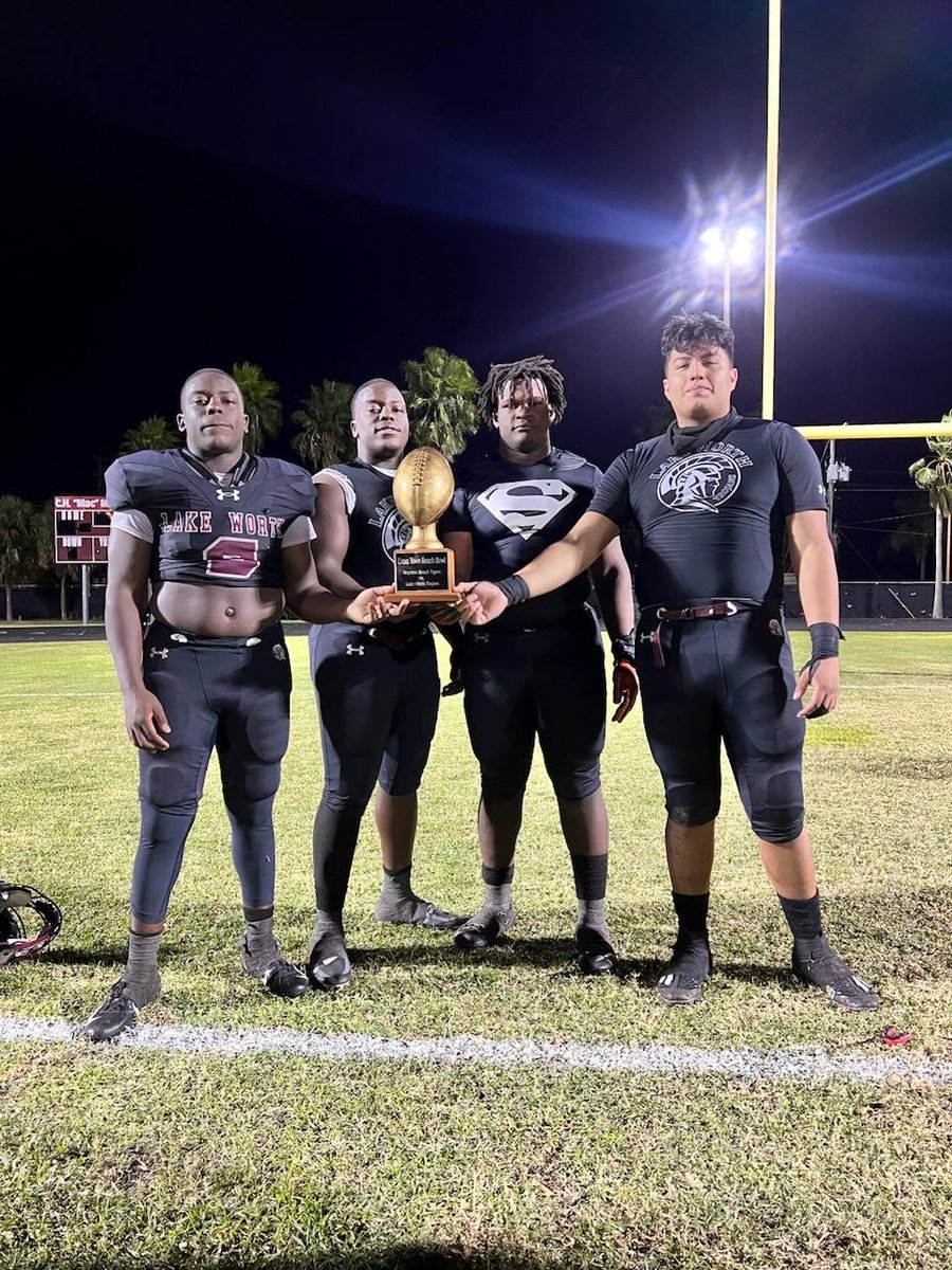 Trojans pull off a win on Senior Night vs Boynton. The Beach Bowl Trophy has returned to Lake Worth after an eight year hiatus. Thank you to our 4-year lettermen for your Commitment, Excellence and Loyalty: Vaughn, Nashaughn, Andy & Donovan.