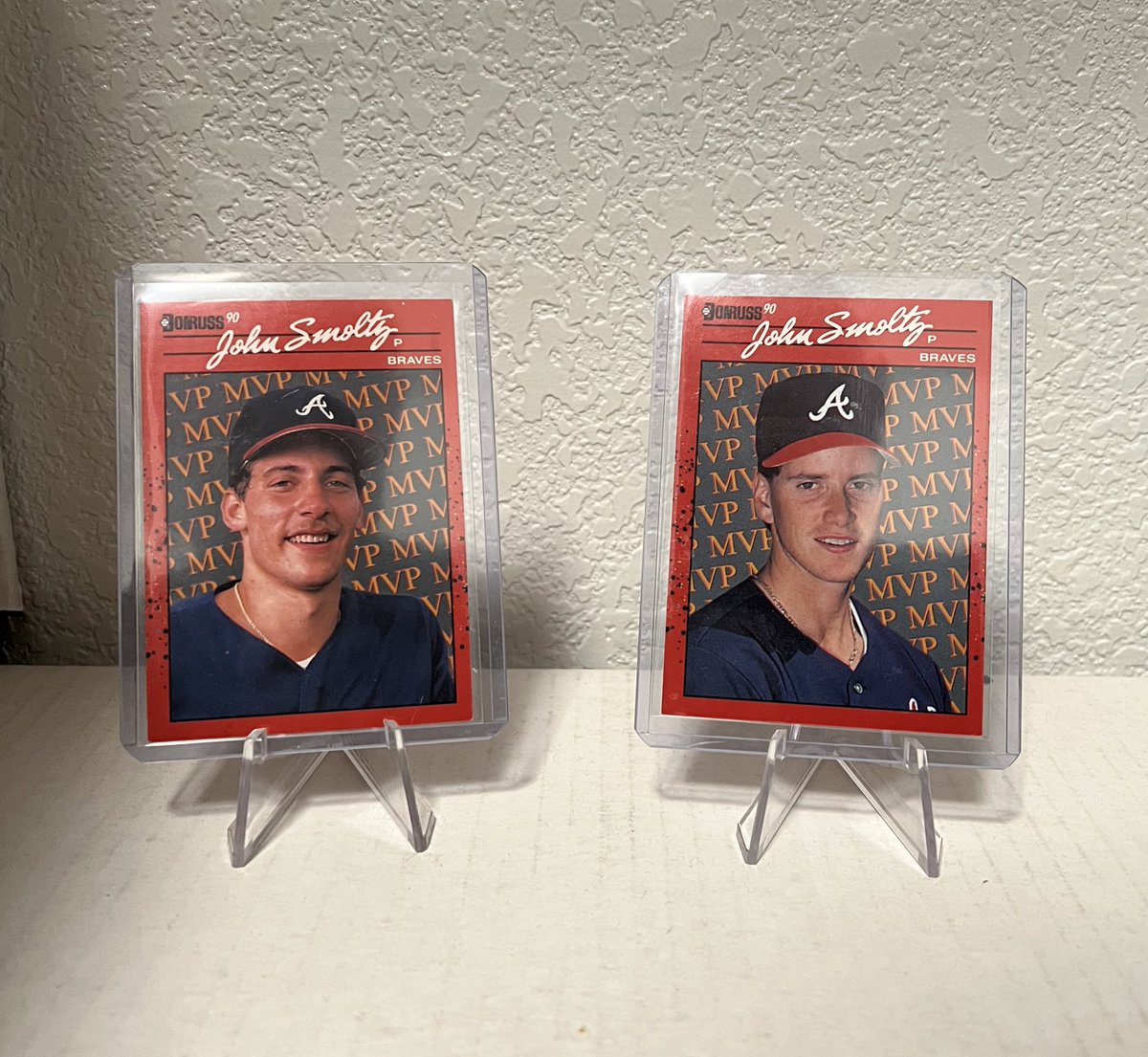 JasonMcCuistion's tweet image. Been away for a little bit, time for a little give away!!! Lil old school!! 

TO ENTER:
1. Follow @JasonMcCuistion 
2. Retweet Post 
3. Tag a friend! 

Winner selected at tomorrow 11/5/23 @ 8pm CST 

1990 John Smoltz/Tom Glavine MVP Error Card &amp;amp; Corrected. 

More giveaways soon!