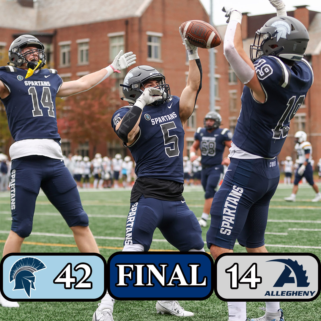 CWRU Football 42, Allegheny 14

Fromberg: 15-20, 349 yards, 4 TDs
Coyne: 4 rec. 138 yds, 2 TDs
Tong: 1.5 sacks (8.5)
Sais: Interception (6)

#CWRU #BlueCWRU #d3fb