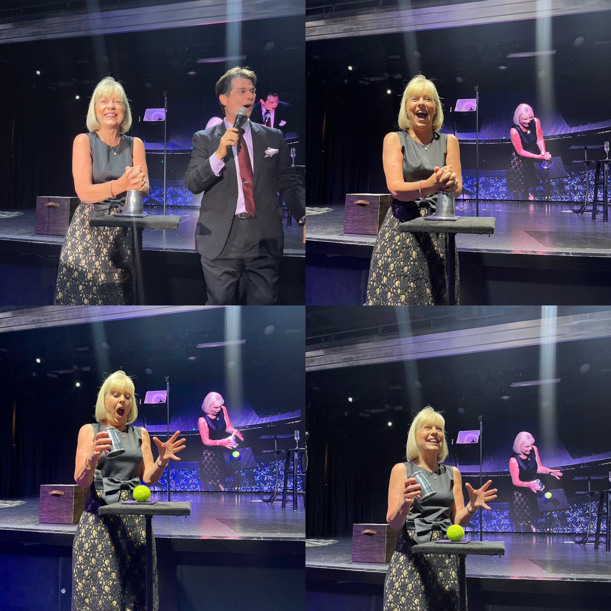 sheiladavies_'s tweet photo. When your evening turns out differently than you expected 🤣One minute you’re watching the show and the next minute you’re part of the show 🪄
We’ve got a great guest entertainer on board!
#magiciansassistant
#PanamaCanalandPacificCoast
#VikingStar
#myvikingstory #abitoffun https://t.co/czWzsZcpMg