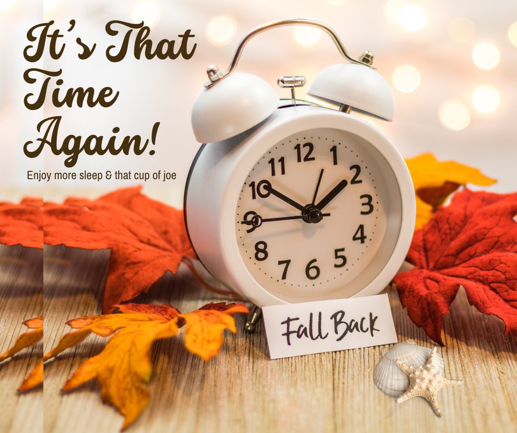 REMINDER! Remember to turn back your clocks 1 hour tonight &amp; enjoy that extra hour of sleep tomorrow morning! Welcome to Fall!😴🍂
#fallback #fall #getmoresleep
