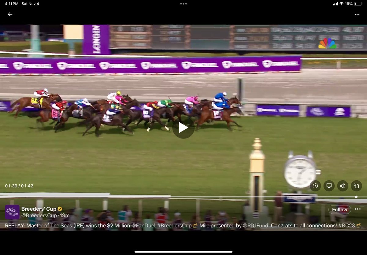 Amazing the difference EIGHT seconds can make…
#MasterOfTheSeas #BreedersCup