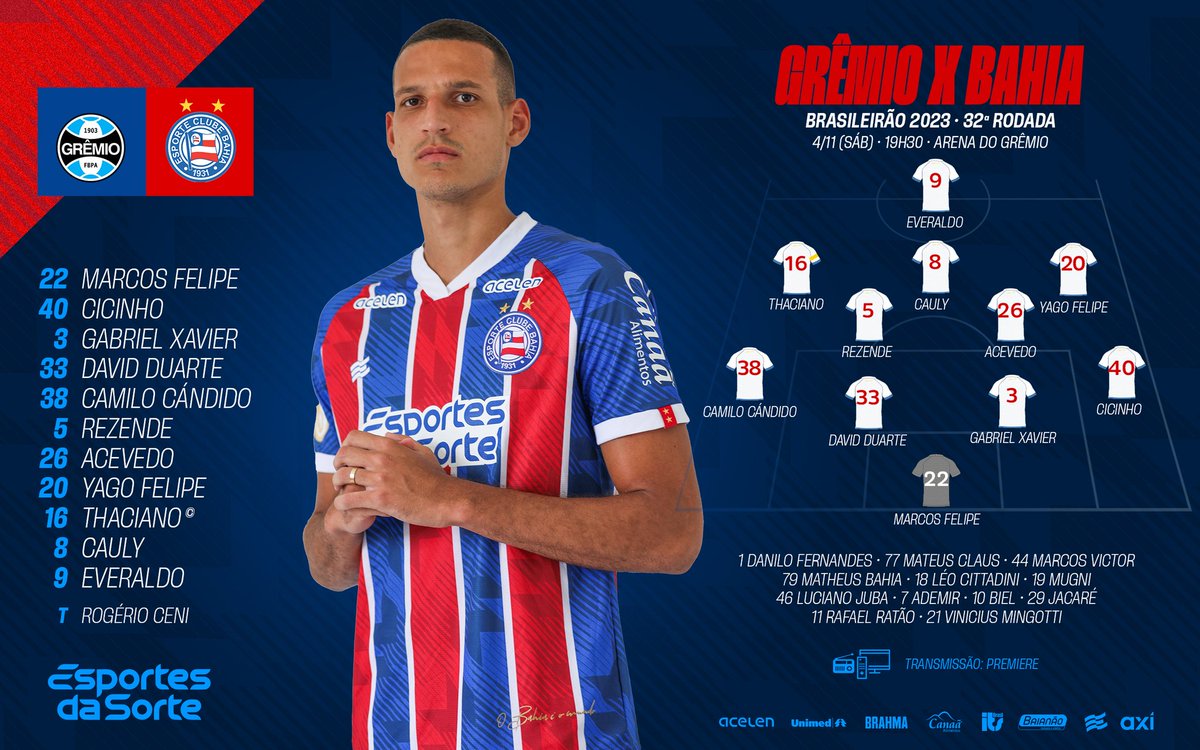 Esporte Clube Bahia on X: 📝 Esquadrão definido! #BBMP #BahiaÉOMundo  #BrocaiPorNós  / X