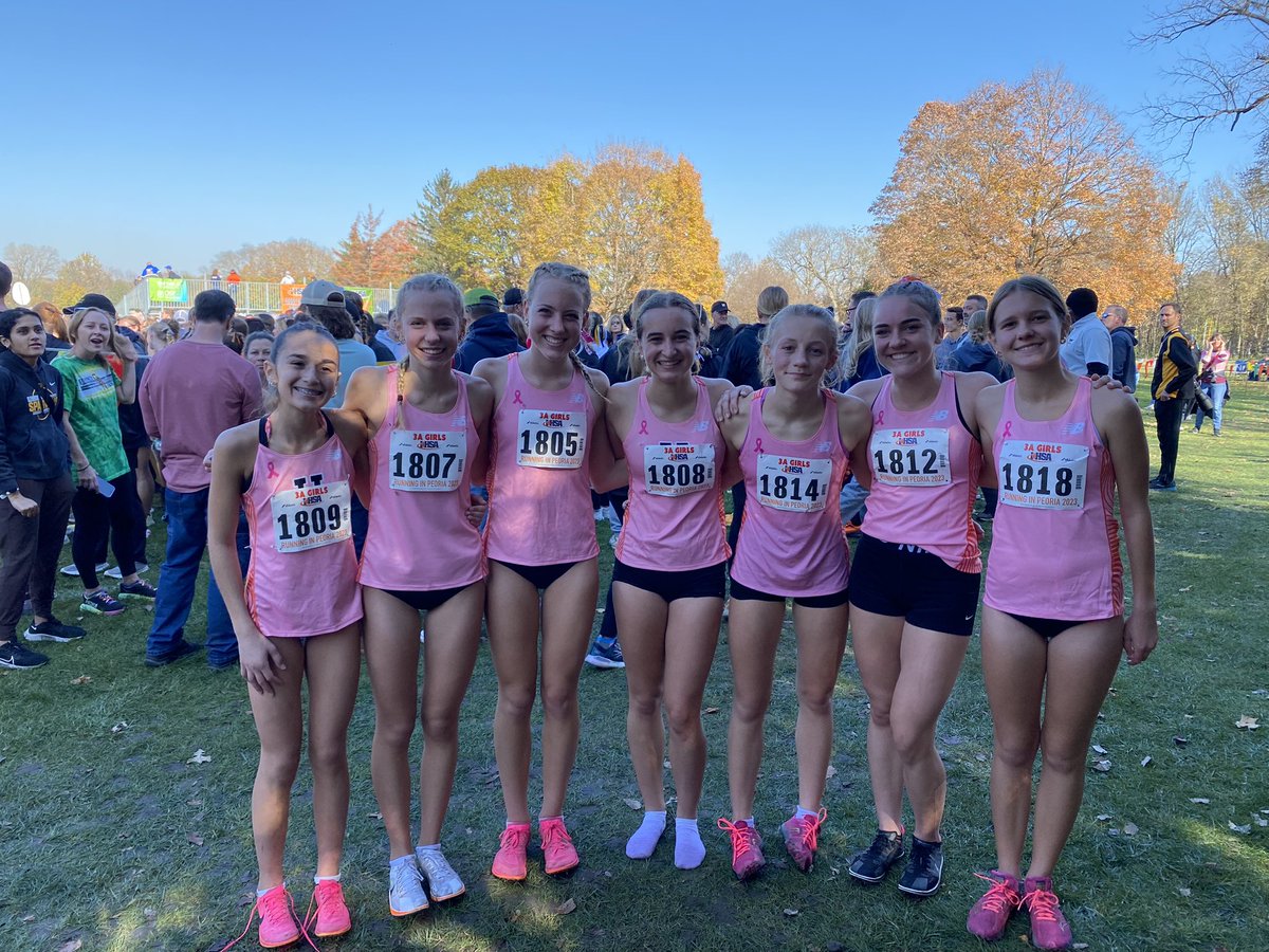 HerseyGirlsXC's tweet photo. Hersey Huskies place 7th at the IHSA State Finals! Our girls stepped up today and ran for each other! What a great way to end an amazing season. #MUSH #IHSAState 🧡🩷🙌🐾😁 https://t.co/UuJdIjMg8P