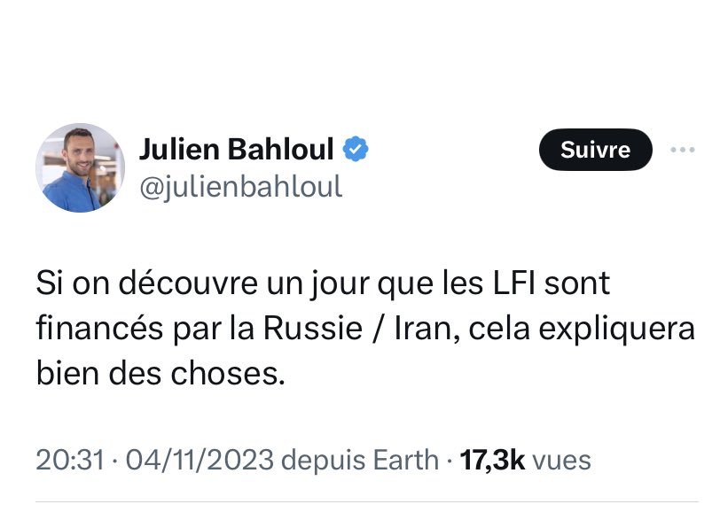 En revanche, si on découvre que le complotisme de Julien Bahloul est financé par des criminels de guerre, ça ne surprendra personne et ça n’expliquera rien.